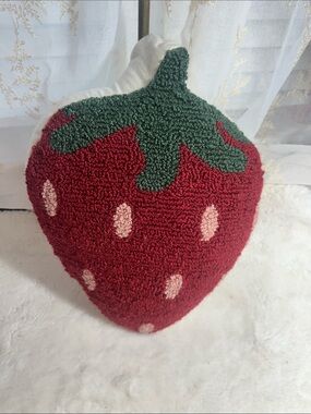 Strawberry punched needle point pillow decor